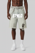 Stolo Clothing Co STARCHILD Heavy Faded Blue Distressed Unisex Denim Shorts (JORTS)