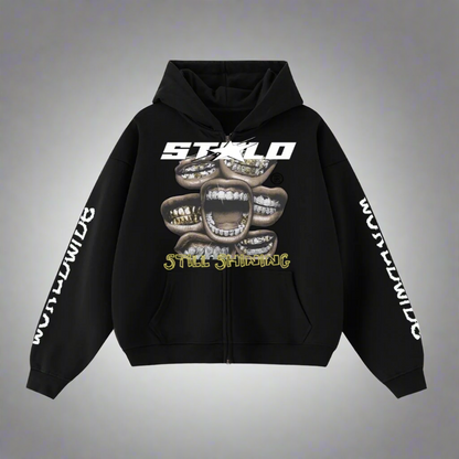 Limited Edition Stolo Clothing Co Still Shining Cropped Double-Zip Up Hoodie