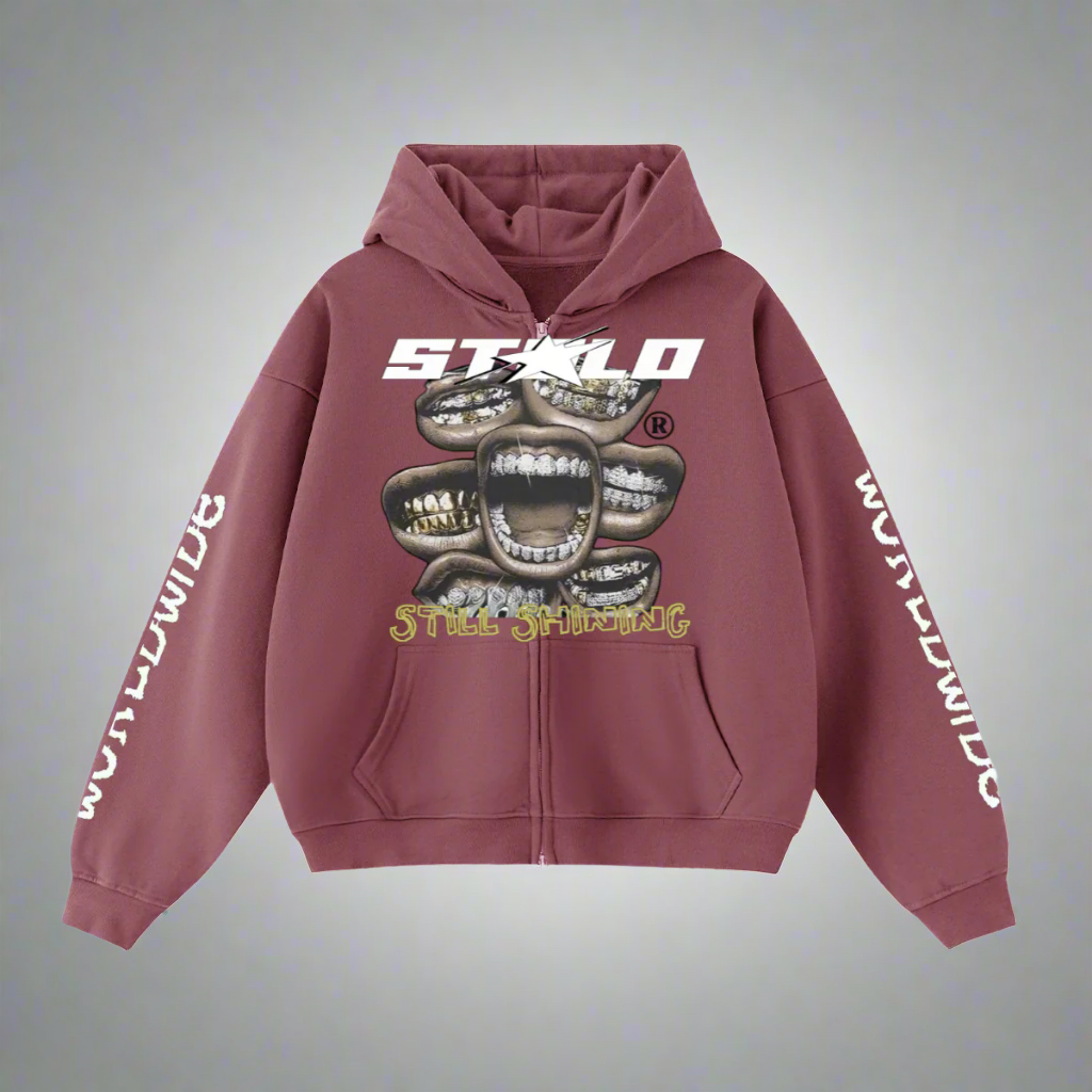 Limited Edition Stolo Clothing Co Still Shining x World Wide Cropped Double-Zip Up Hoodie