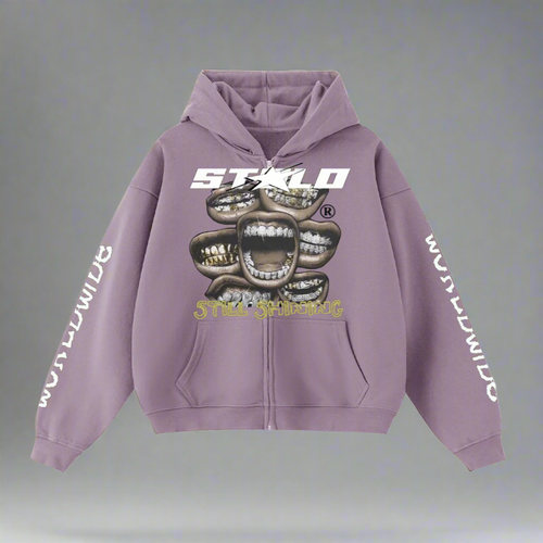 Limited Edition Stolo Clothing Co Still Shining x World Wide Cropped Double-Zip Up Hoodie