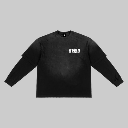 Stolo Clothing Co STARCHILD Minimalistic Sun Faded Hand-Frayed Faux Two-Piece Tee