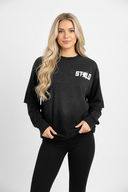 Stolo Clothing Co STARCHILD Minimalistic Sun Faded Hand-Frayed Faux Two-Piece Tee