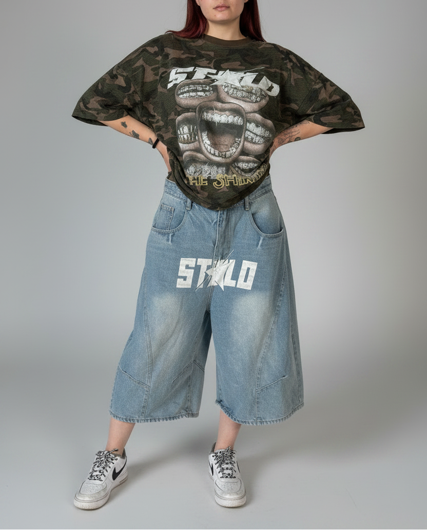 Limited Editon Stolo Clothing Co Still Shining Unisex Camo Cropped Oversized Tee