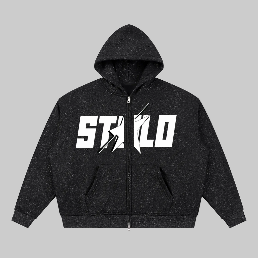 Stolo Clothing Co Starchild Reborn Diamond Dust Full Zip Boxy Hoodie