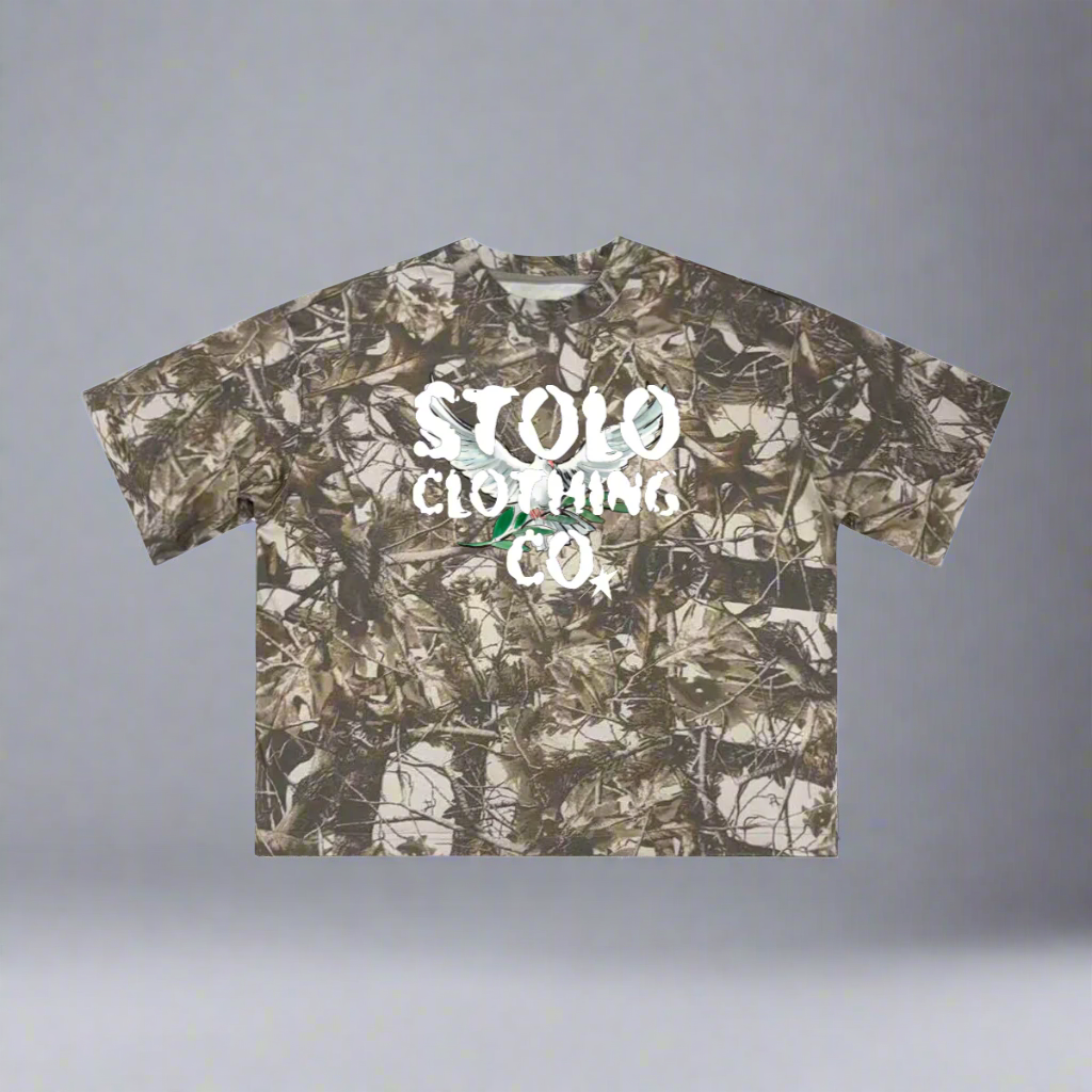 Stolo Clothing Co Birdies Cropped Tree Print Camo Tee
