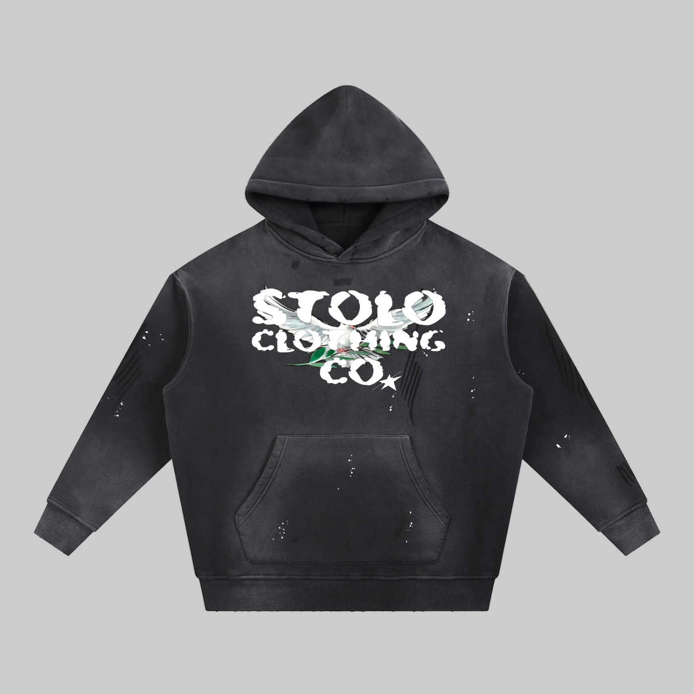 Limited Edition Stolo Clothing Co Birdies Vintage Washed Frayed Fleece Hoodie