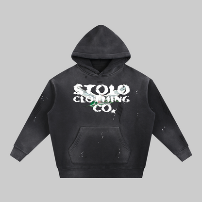 Limited Edition Stolo Clothing Co Birdies Vintage Washed Frayed Fleece Hoodie