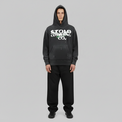 Limited Edition Stolo Clothing Co Birdies Vintage Washed Frayed Fleece Hoodie