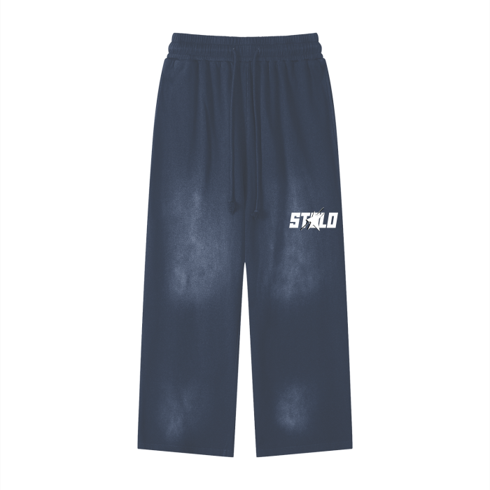 Stolo Clothing Co Starchild Pure Cotton Handcrafted Monkey Wash Baggy Sweatpants [ BLACK & BLUE ]