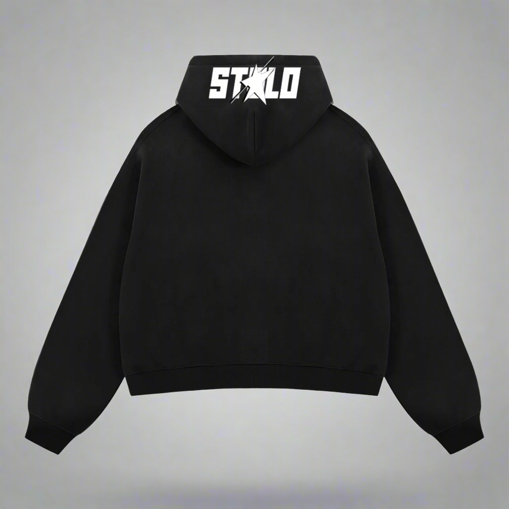 Stolo Clothing Co EVIL NUN Boxy Cropped Fleece Double Zip-Up Hoodie