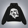 Stolo Clothing Co EVIL NUN Boxy Cropped Fleece Double Zip-Up Hoodie