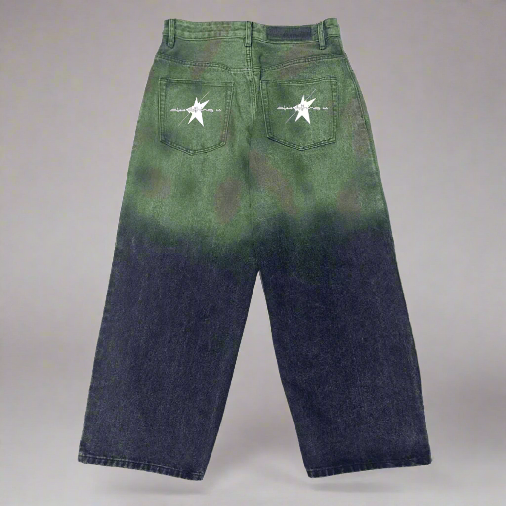 Stolo Clothing Co STARCHILD Aurora Baggy Unisex Faded Green Denim Jeans