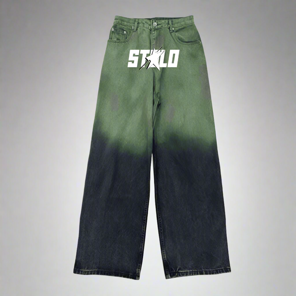 Stolo Clothing Co STARCHILD Aurora Baggy Unisex Faded Green Denim Jeans