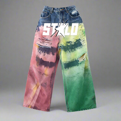 Stolo Clothing Co STARCHILD Color Splatter Baggy Straight Leg Unisex Jeans