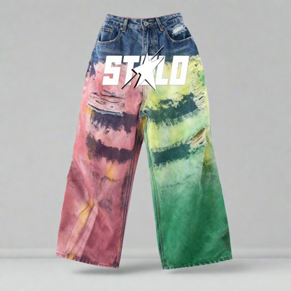 Stolo Clothing Co STARCHILD Color Splatter Baggy Straight Leg Unisex Jeans
