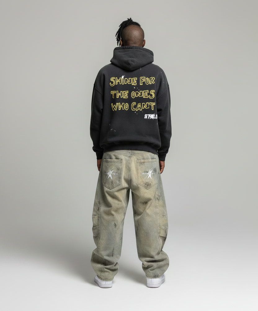 Stolo Clothing Co Still Shining Vintage Washed Hand Frayed Fleece Hoodie