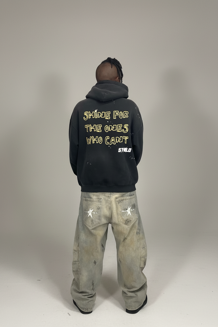 Stolo Clothing Co Still Shining Vintage Washed Hand Frayed Fleece Hoodie