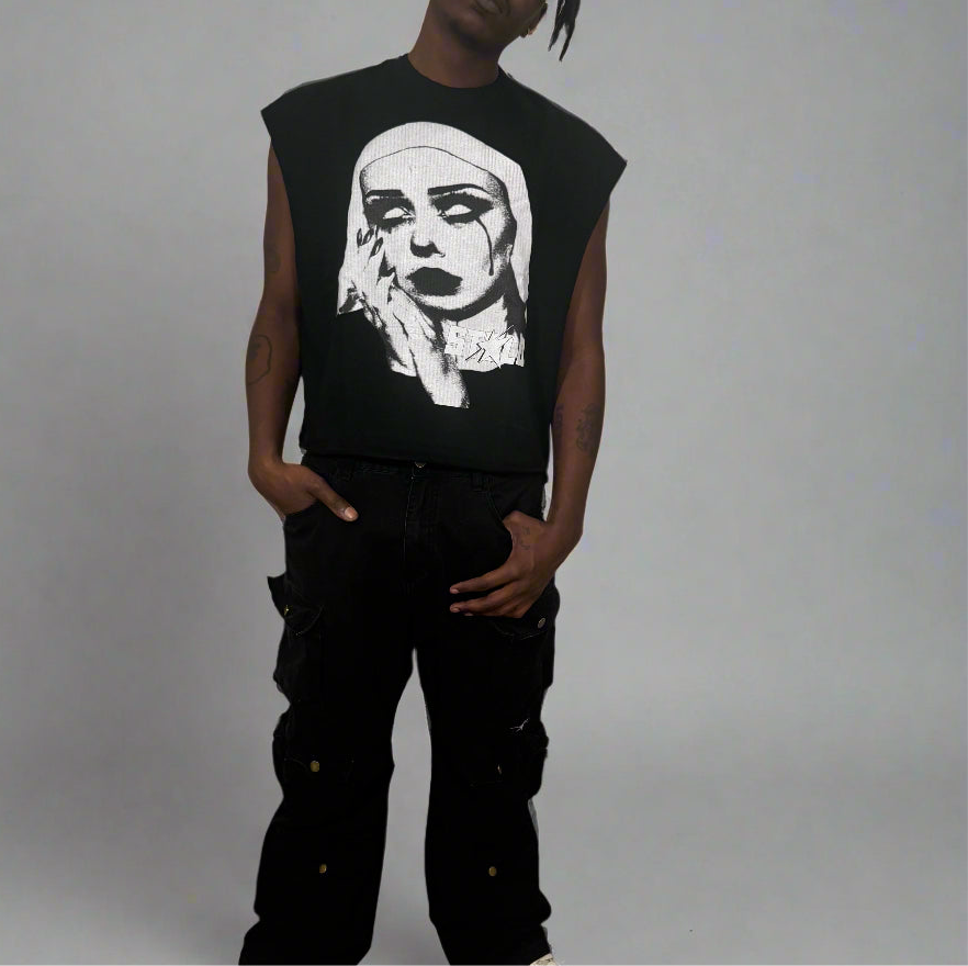 Stolo Clothing Co EVIL NUN French Terry Boxy Tank Top Tee