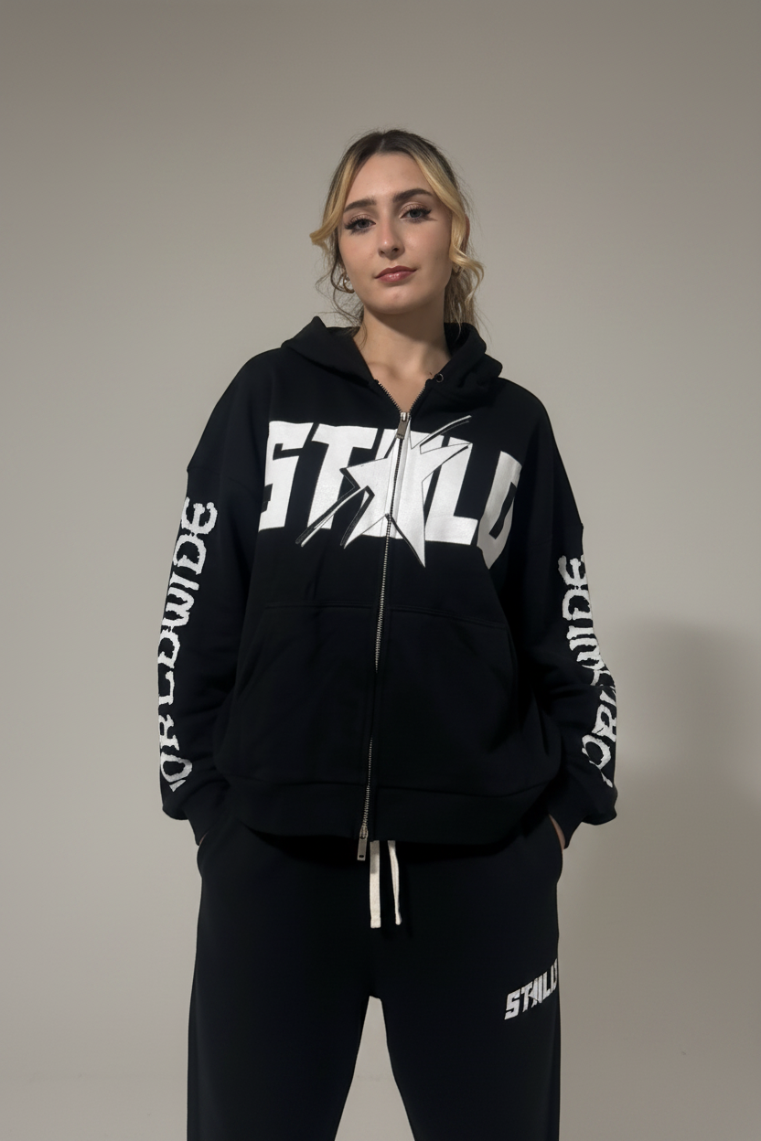 Stolo Clothing Co STARCHILD X WORLDWIDE Heavyweight Boxy Double Zip Fleece Zip-Up Hoodie (380GSM)