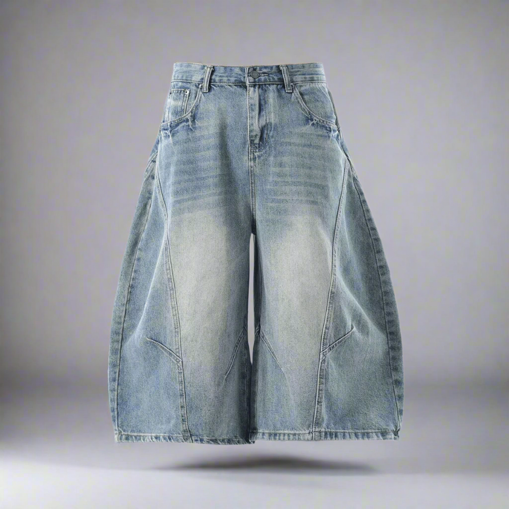 Stolo Clothing Co Essential Unisex Wide-Leg Curved Blade Denim Shorts (JORTS)