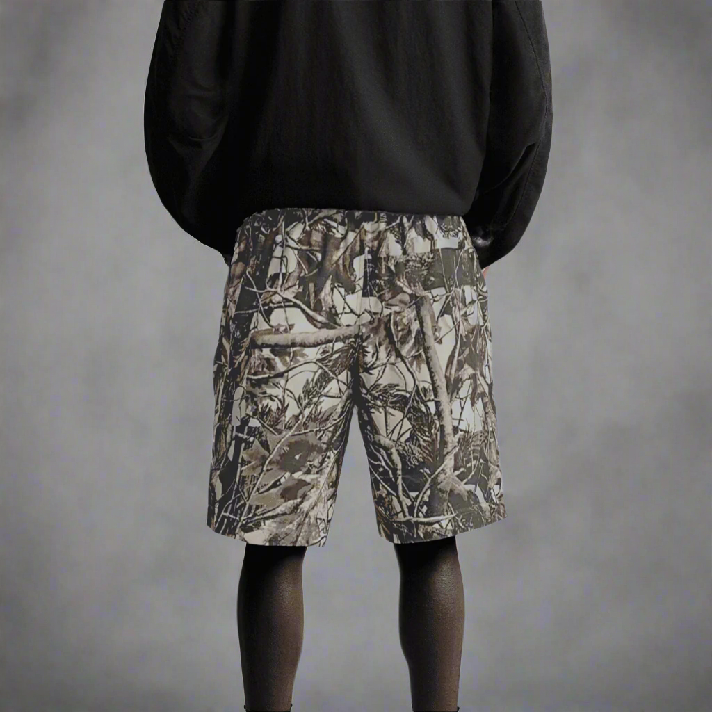 Stolo Clothing Co Birdies Cotton French Terry Tree Print Camo Shorts