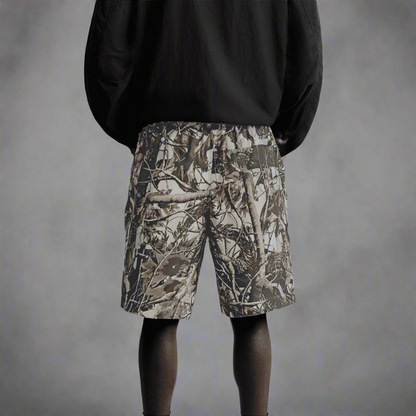 Stolo Clothing Co Birdies Cotton French Terry Tree Print Camo Shorts