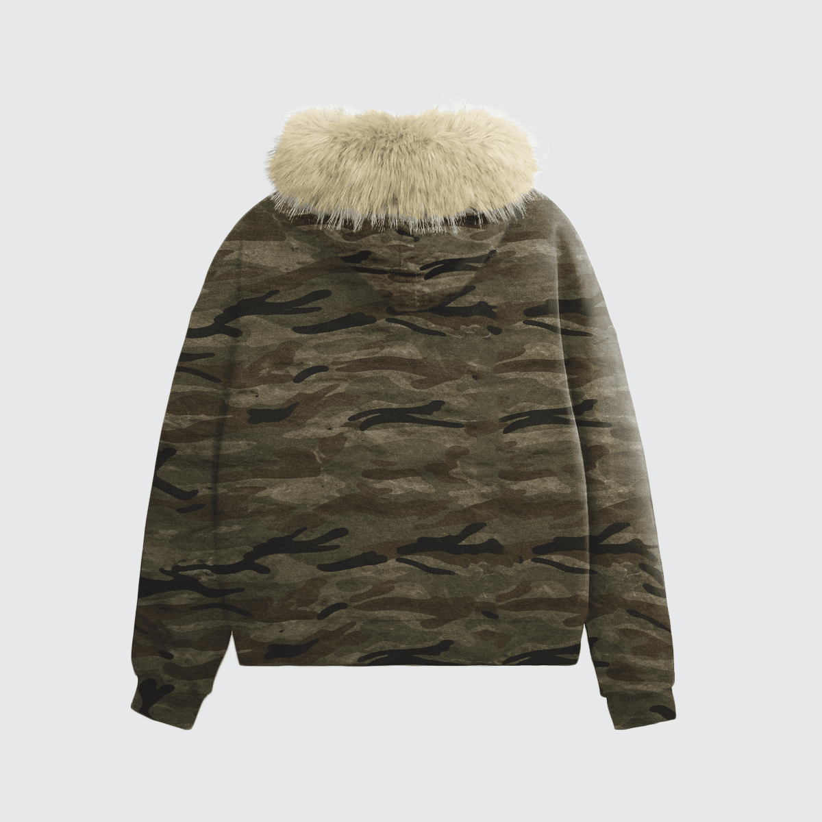 Stolo Clothing Co STARCHILD X WORLD WIDE Unisex Heavyweight Camo Detachable Fur Double Zip-Up Hoodie (400GSM)