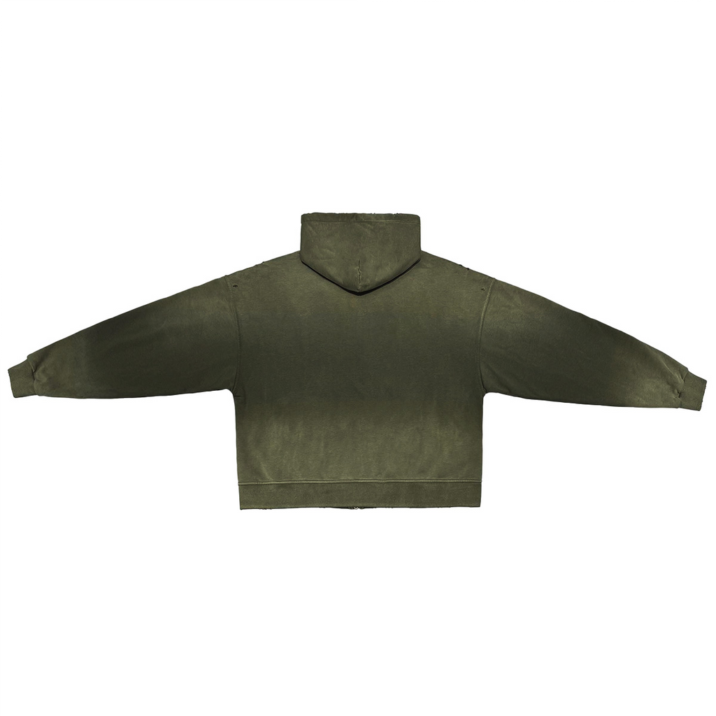 Stolo Clothing Co LUKE 22:36 Hand-Frayed Sun-Faded Double Zip-Up Hoodie (420 GSM)