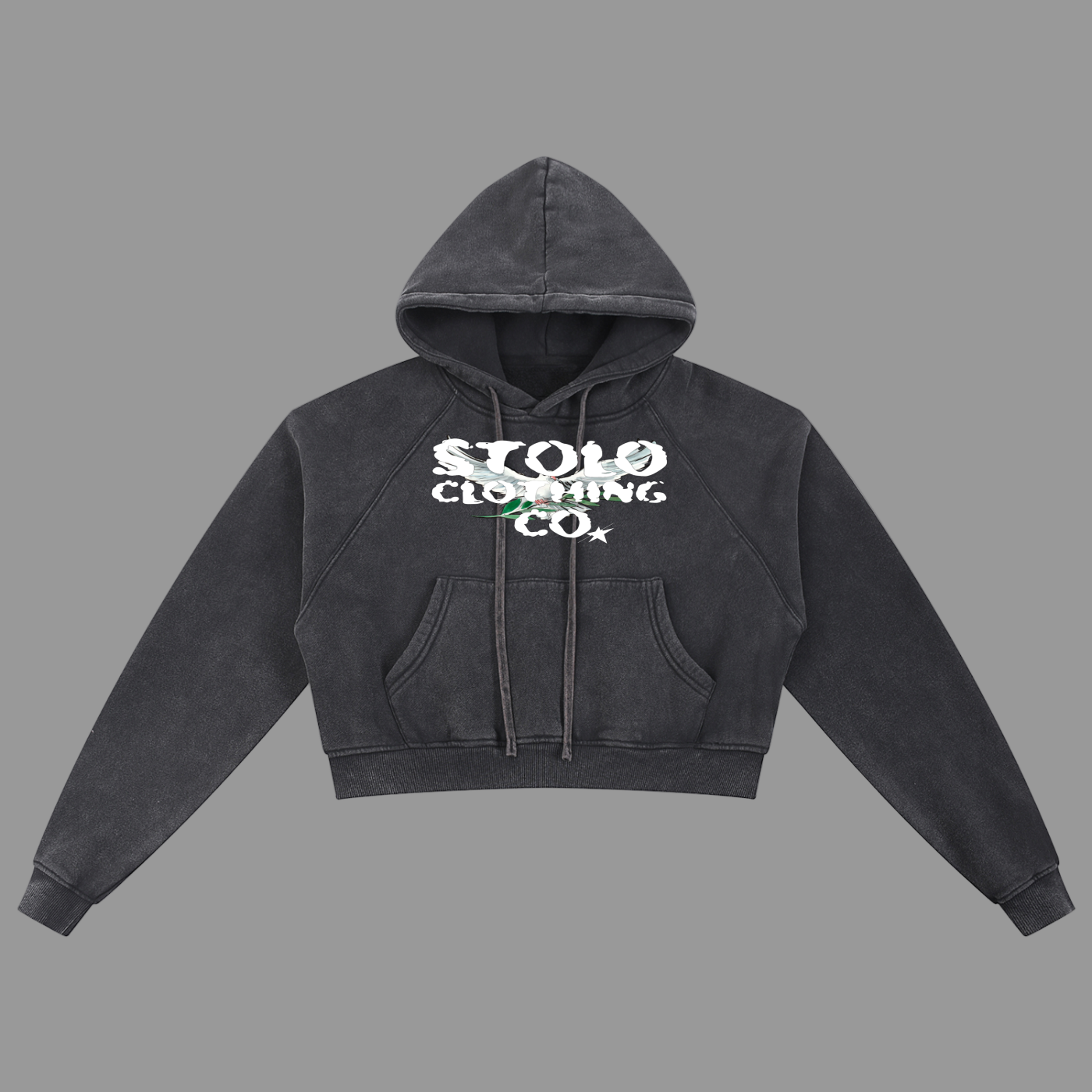 Stolo Clothing Co Birdies Snow Washed Cropped Hoodie