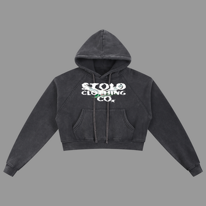 Stolo Clothing Co Birdies Snow Washed Cropped Hoodie