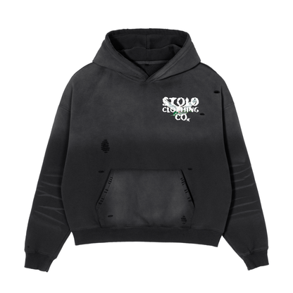 Stolo Clothing Co Birdies Hand-Frayed Sun Faded Boxy Hoodie