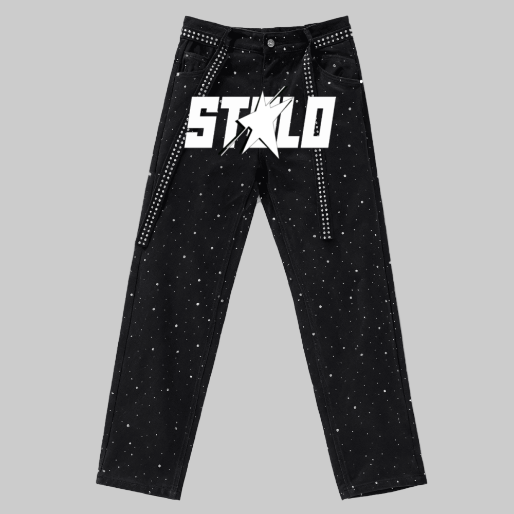 Stolo Clothing Co STARCHILD Unisex Rhinestone Star Loose Straight Jeans