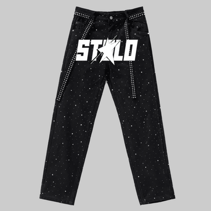 Stolo Clothing Co STARCHILD Unisex Rhinestone Star Loose Straight Jeans