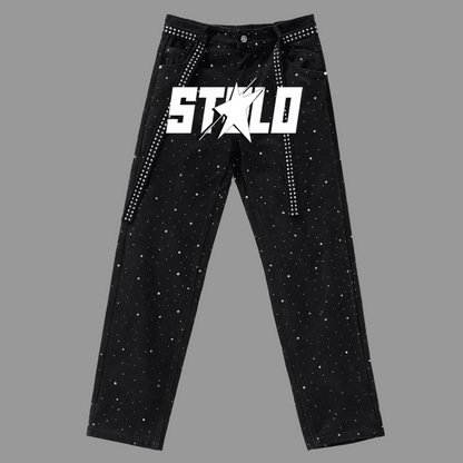 Stolo Clothing Co STARCHILD Unisex Rhinestone Star Loose Straight Jeans