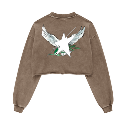 Stolo Clothing Co Birdies Washed Raw-Edge Cropped Heavyweight Tee