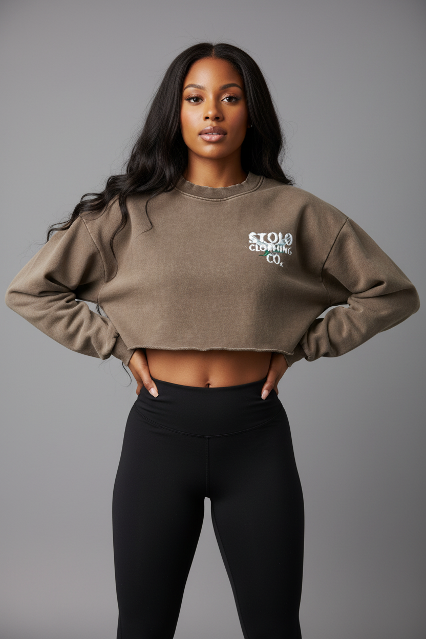 Stolo Clothing Co Birdies Washed Raw-Edge Cropped Heavyweight Tee