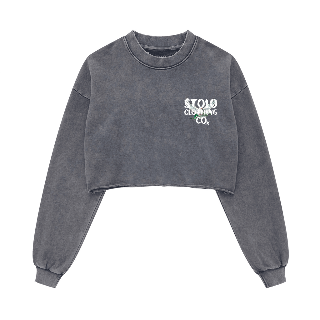 Stolo Clothing Co Birdies Washed Raw-Edge Cropped Heavyweight Tee