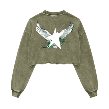 Stolo Clothing Co Birdies Washed Raw-Edge Cropped Heavyweight Tee