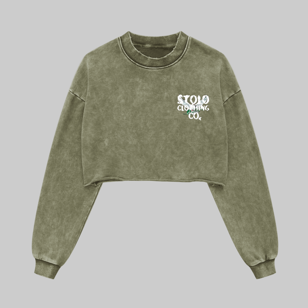 Stolo Clothing Co Birdies Washed Raw-Edge Cropped Heavyweight Tee