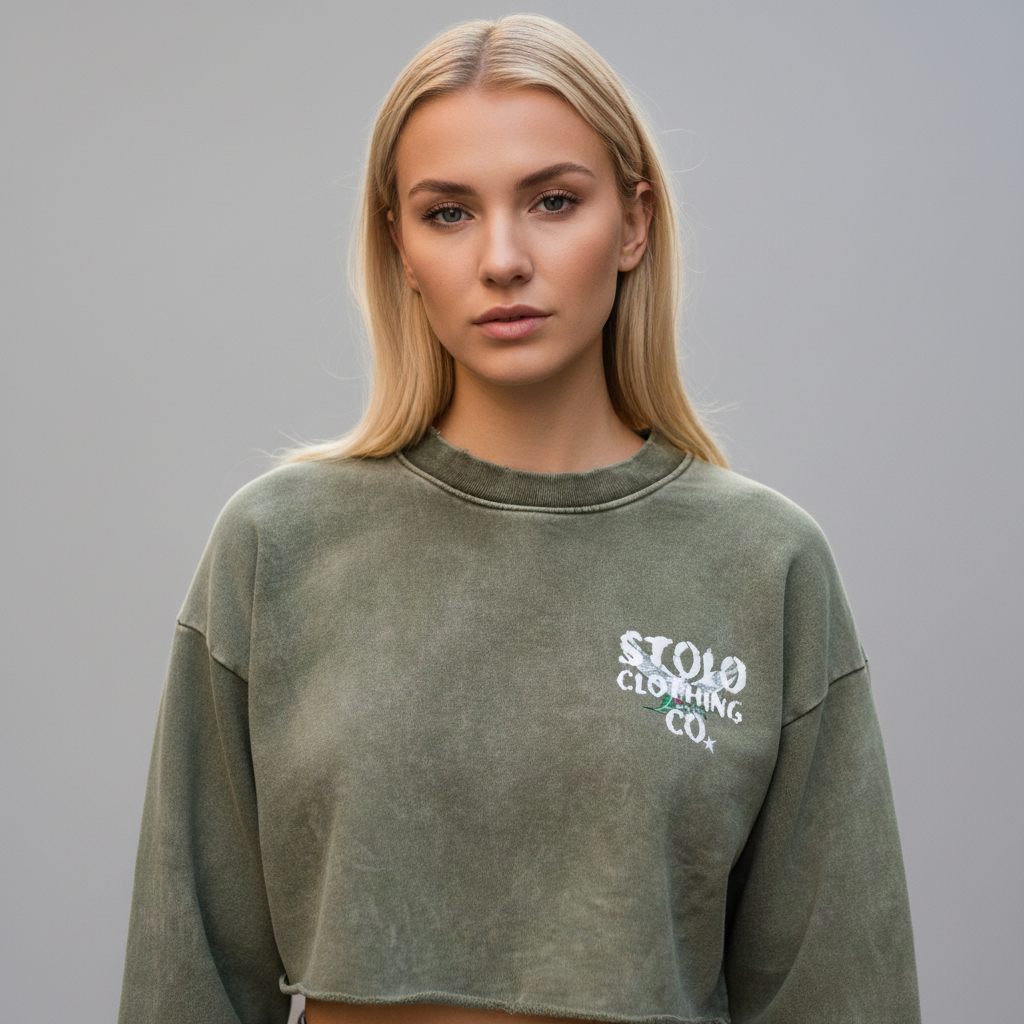 Stolo Clothing Co Birdies Washed Raw-Edge Cropped Heavyweight Tee