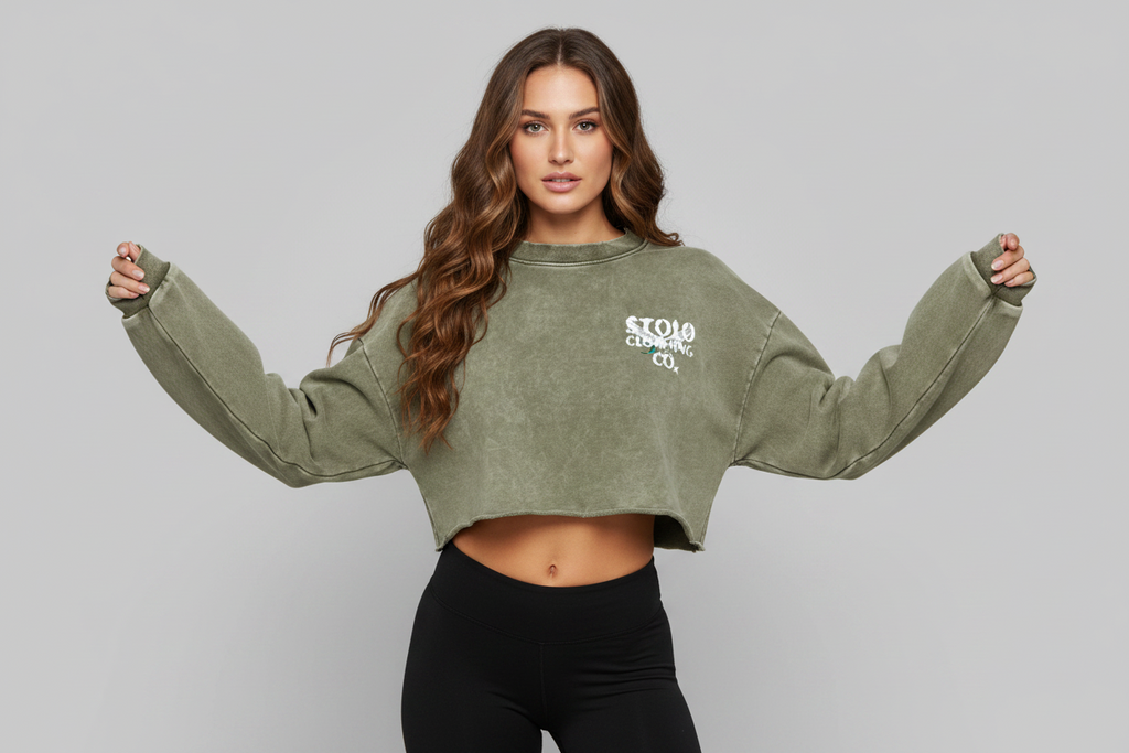 Stolo Clothing Co Birdies Washed Raw-Edge Cropped Heavyweight Tee