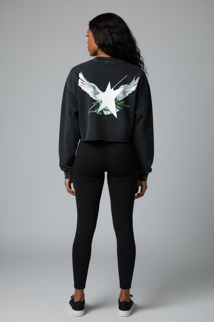 Stolo Clothing Co Birdies Washed Raw-Edge Cropped Heavyweight Tee