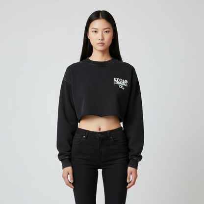 Stolo Clothing Co Birdies Washed Raw-Edge Cropped Heavyweight Tee