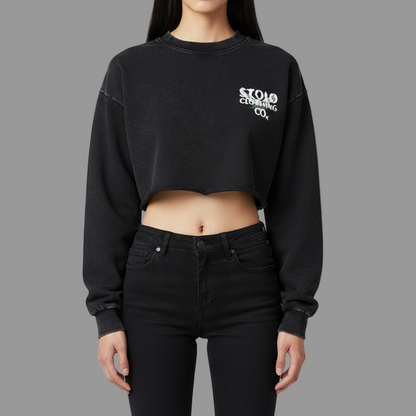 Stolo Clothing Co Birdies Washed Raw-Edge Cropped Heavyweight Tee