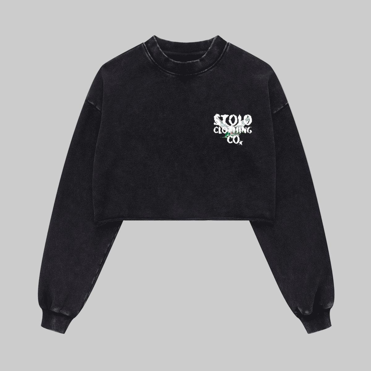 Stolo Clothing Co Birdies Washed Raw-Edge Cropped Heavyweight Tee