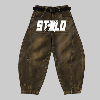 Stolo Clothing Co STARCHILD Reversed Bottom Washed Baggy Curve Blade Unisex Denim Jeans