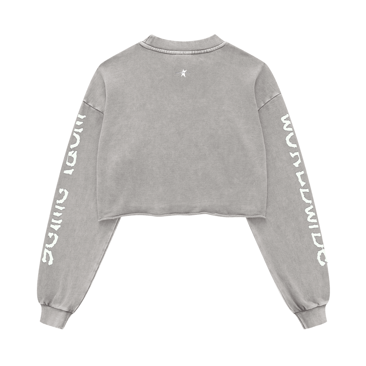 Stolo Clothing Co PREYING NUN Cropped Heavyweight Washed Raw-Edge Crew Neck Sweatshirt (380GSM)
