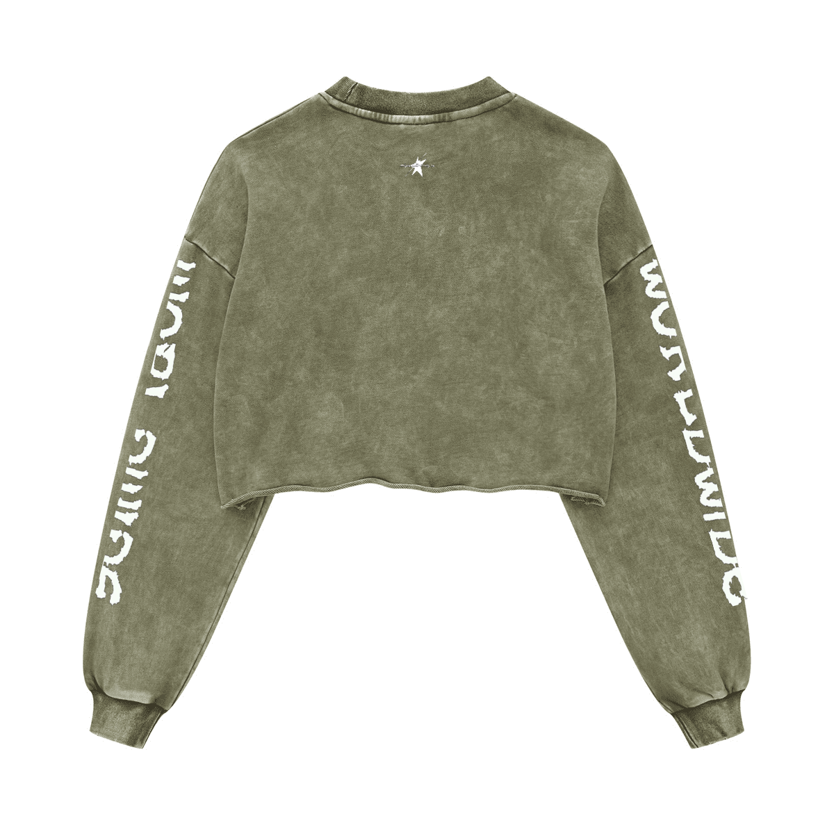 Stolo Clothing Co PREYING NUN Cropped Heavyweight Washed Raw-Edge Crew Neck Sweatshirt (380GSM)