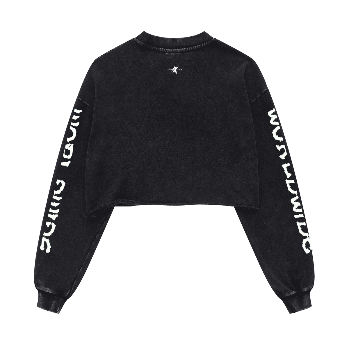 Stolo Clothing Co PREYING NUN Cropped Heavyweight Washed Raw-Edge Crew Neck Sweatshirt (380GSM)
