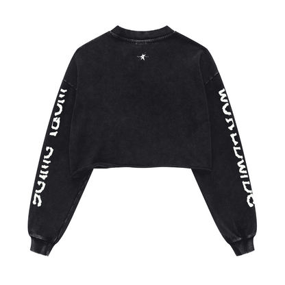 Stolo Clothing Co EVIL NUN X WORLD WIDE Washed Raw-Edge Cropped Heavyweight Tee